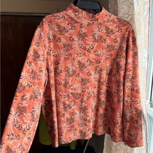 Vintage EUC Croft & Barrow Botanic Print Mockneck Shirt | Woman’s Plus 2X